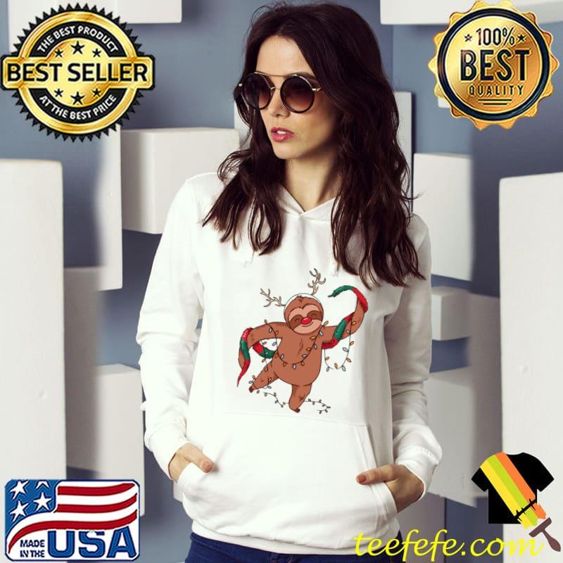 Merry Slothmas Funny Christmas Sloth in Christmas Lights T-Shirt