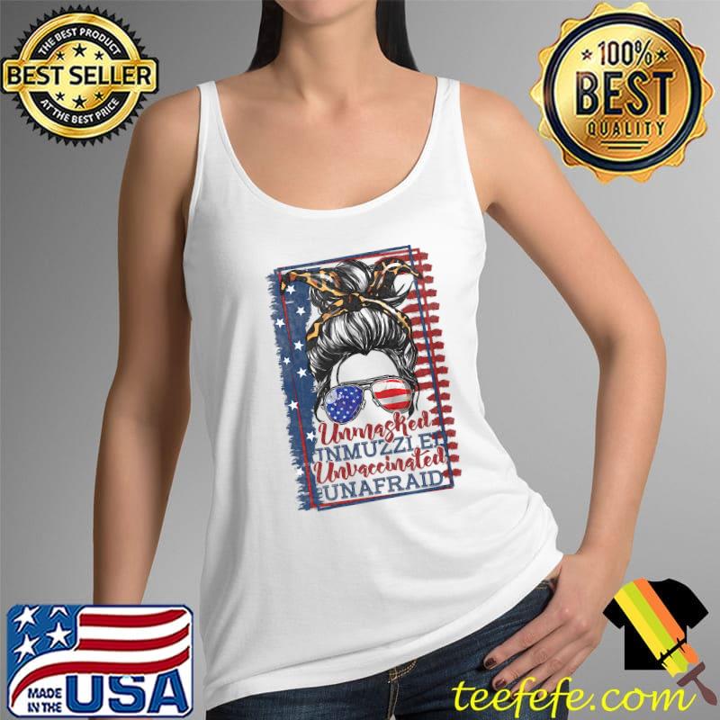 Messy Bun Bandana Unmasked Unmuzzled Unvaccinated Unafraid T-s Tank Top Messy Bun Bandana Unmasked Unmuzzled Unvaccinated Unafraid T-s Tank Top