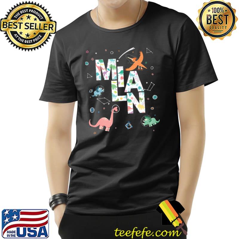 Milan - Cool Boys Name with cute Space Dinos for Kids Premium T-Shirt Unisex Milan - Cool Boys Name with cute Space Dinos for Kids Premium T-Shirt Unisex