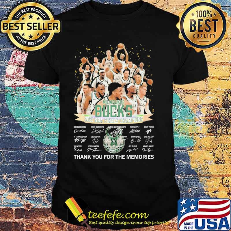 Milwaukee Bucks 2021 NBA Finals Champions Thank You For The Memories Signatures Shirt Milwaukee Bucks 2021 NBA Finals Champions Thank You For The Memories Signatures Shirt
