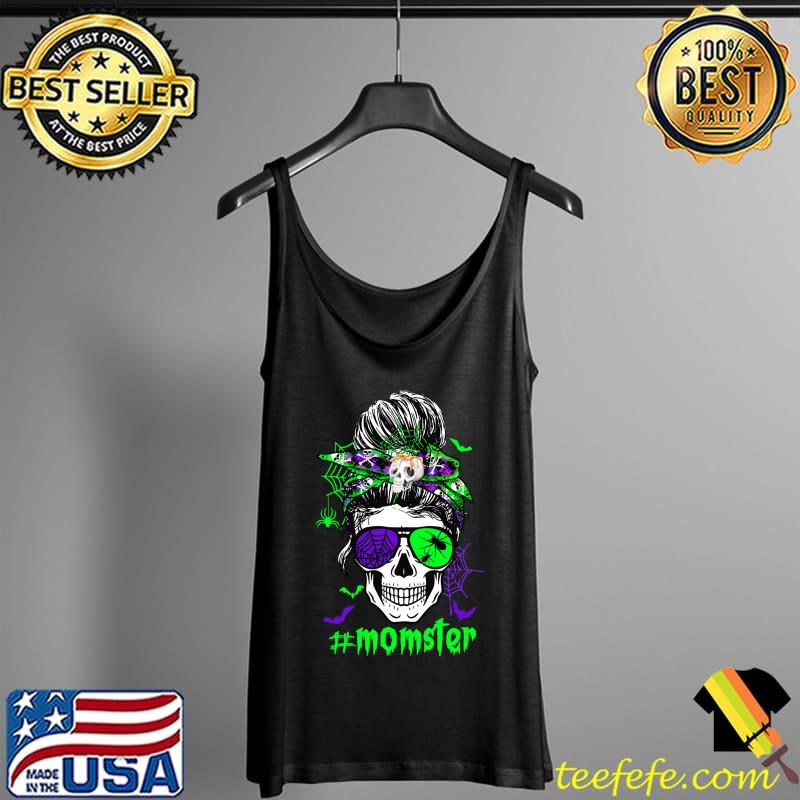 Momster Halloween Costume Skull Mom Messy Hair Bun Monster T-s Tank Top Momster Halloween Costume Skull Mom Messy Hair Bun Monster T-s Tank Top