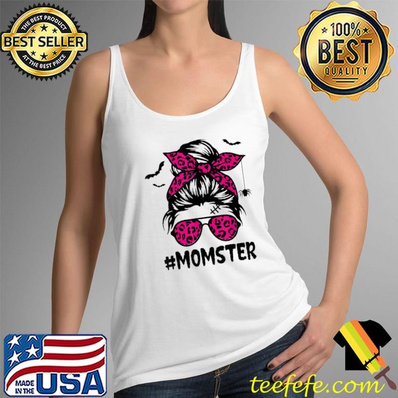 Momster Shirt for Women Halloween Mom Messy Bun Leopard T-Shirt Tank Top Momster Shirt for Women Halloween Mom Messy Bun Leopard T-Shirt Tank Top