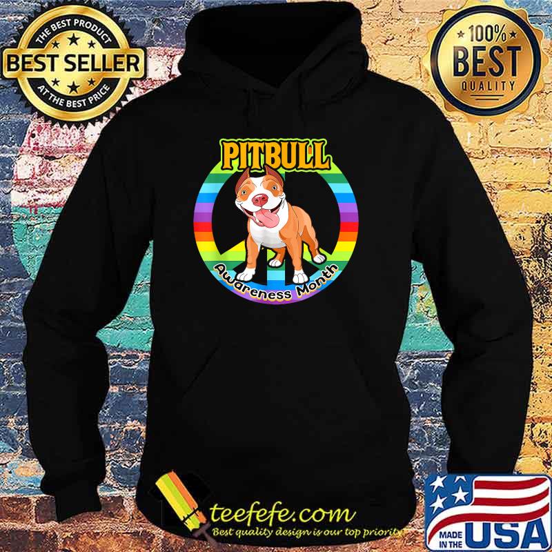 National Pit Bull Awareness Month With Colorful Peace Sign T-Shirt Hoodie National Pit Bull Awareness Month With Colorful Peace Sign T-Shirt Hoodie