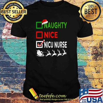 Naughty Nice Nicu Nurse Christmas Pajamas Funny Santa Hat T-Shirt