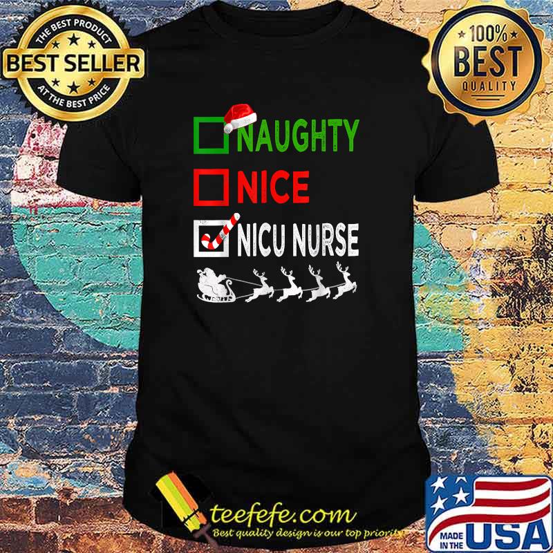 Naughty Nice Nicu Nurse Christmas Pajamas Funny Santa Hat T-Shirt