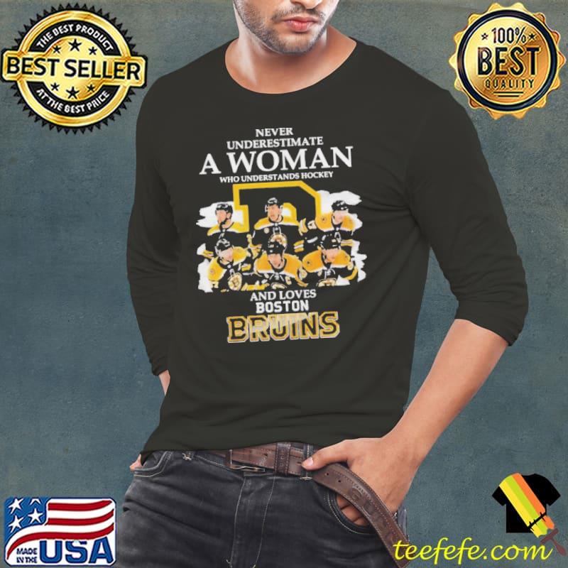 Never underestimate an old woman who understands hockey and loves Bruins Long Sleeve Tee Never underestimate an old woman who understands hockey and loves Bruins Long Sleeve Tee