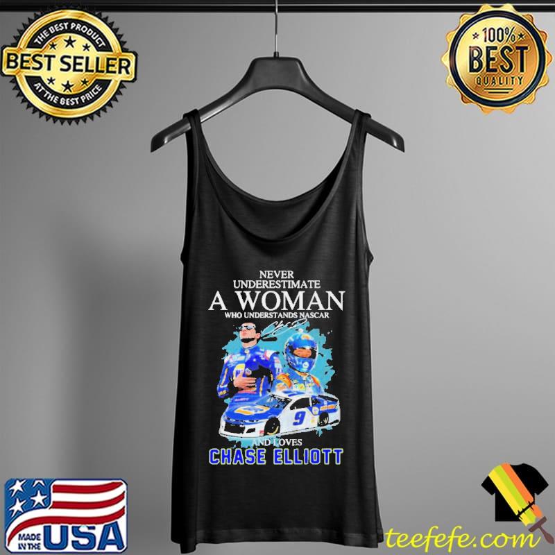 NEVER UNDERESTIMATE AN OLD WOMAN WHO UNDERSTANDS NASCAR AND LOVES CHASE ELLIOTT SIGNATURE SHIRT Tank Top NEVER UNDERESTIMATE AN OLD WOMAN WHO UNDERSTANDS NASCAR AND LOVES CHASE ELLIOTT SIGNATURE SHIRT Tank Top