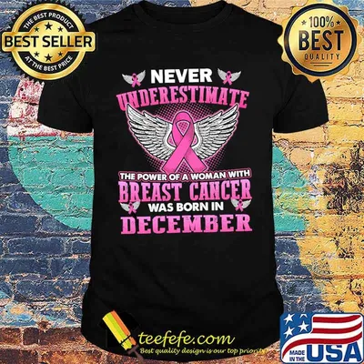 Never underestimate the power of a woman with breast cancer was born in december angel shirt