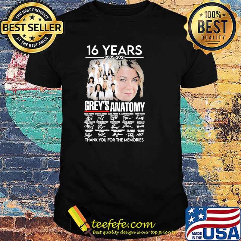 Official Grey’s Anatomy 16 Years 2005 2021 Signatures Thank You For The Memories shirt