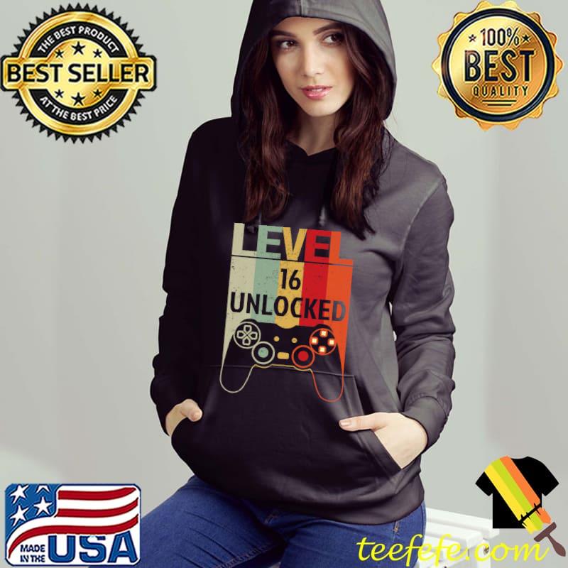 Official level 16 Unlocked 16 Years Old Vintage 16th Birthday Gamer Premium T-Shirt