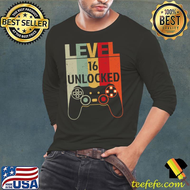 Official level 16 Unlocked 16 Years Old Vintage 16th Birthday Gamer Premium T-Shirt Long Sleeve Tee Official level 16 Unlocked 16 Years Old Vintage 16th Birthday Gamer Premium T-Shirt Long Sleeve Tee