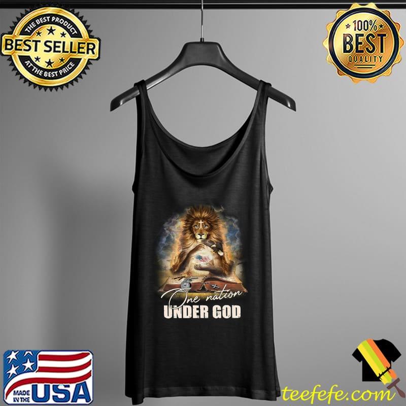 One Nation Under God Lion American Flag Shirt Tank Top One Nation Under God Lion American Flag Shirt Tank Top