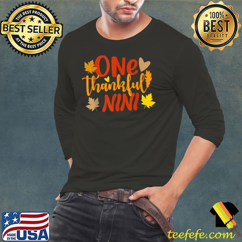 One Thankful Nini Autumn Fall Mother Thanksgiving Leaves T-Shirt Long Sleeve Tee One Thankful Nini Autumn Fall Mother Thanksgiving Leaves T-Shirt Long Sleeve Tee
