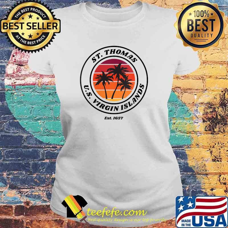 Original St. Thomas Virgin Islands Palm Tree Novelty Art T-Shirt Laides tee Original St. Thomas Virgin Islands Palm Tree Novelty Art T-Shirt Laides tee