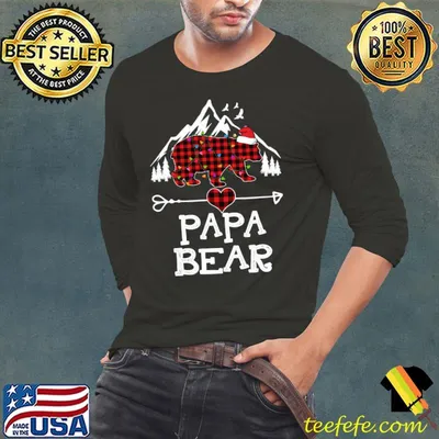 Papa Bear Red Plaid Bear T-Shirt