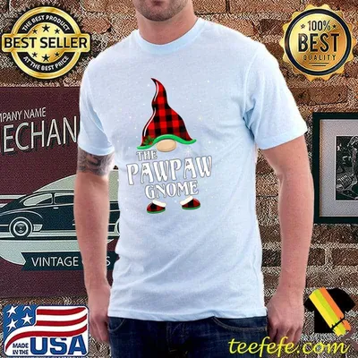 Pawpaw Gnome Buffalo Plaid Matching Family Christmas Pajama T-Shirt