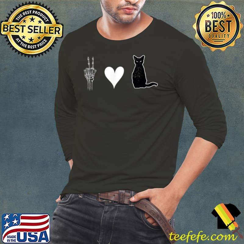 Peace Love Black Cat Halloween T Shirt Long Sleeve Tee Peace Love Black Cat Halloween T Shirt Long Sleeve Tee
