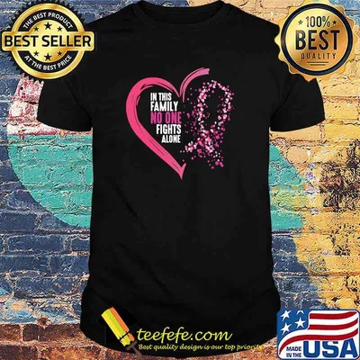 Peace Love Cure hearted Pink Ribbon Breast Cancer Awareness T-Shirt