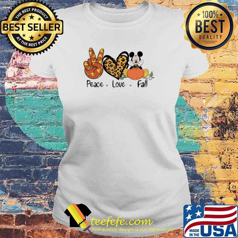 Peace Love Fall Mickey Mouse Lepoard Halloween Shirt Laides tee Peace Love Fall Mickey Mouse Lepoard Halloween Shirt Laides tee