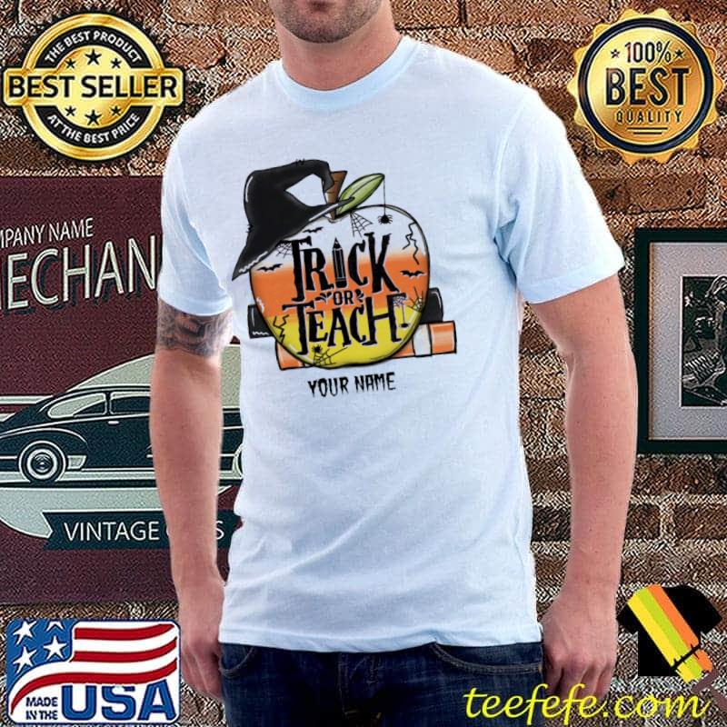 Personalized Teacher Trick or teachTeacher apple Halloween Shirt Unisex Personalized Teacher Trick or teachTeacher apple Halloween Shirt Unisex