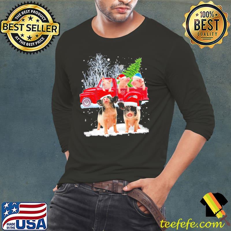 Pig Tractor Santa Christmas Tree Shirt Long Sleeve Tee Pig Tractor Santa Christmas Tree Shirt Long Sleeve Tee