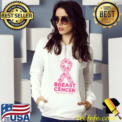 Pink Flowers Ribbon Breast Cancer Awareness Month T-Shirt