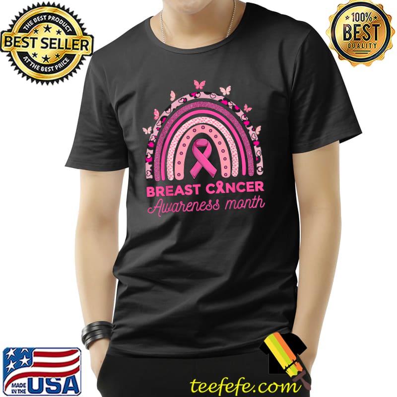 Pink Leopard Rainbow Butterfly Ribbon Breast Cancer Awareness Month T-Shirt Unisex Pink Leopard Rainbow Butterfly Ribbon Breast Cancer Awareness Month T-Shirt Unisex