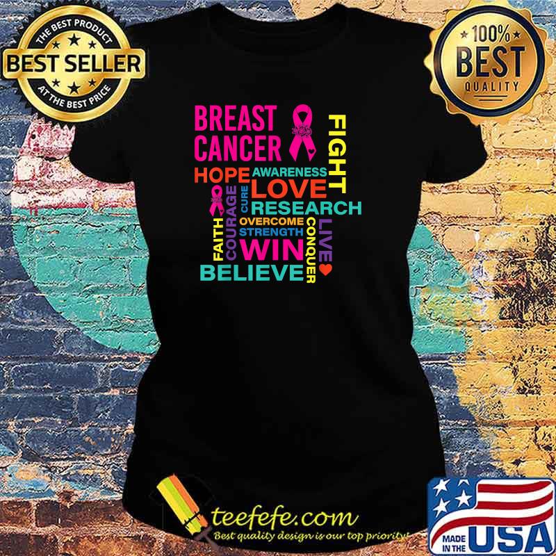 Pink Ribbon Breast Cancer Awareness T-Shirt Ladies tee Pink Ribbon Breast Cancer Awareness T-Shirt Ladies tee