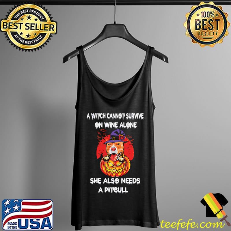 Pitbull Witch Pumpkin Halloween Vintage T-Shirt Tank Top Pitbull Witch Pumpkin Halloween Vintage T-Shirt Tank Top