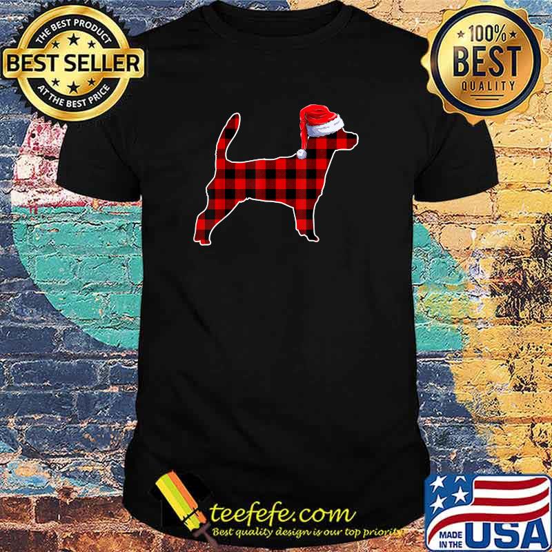 Plaid Buffalo Santa Jack Russell Apparel, Christmas Dog Kid T-Shirt