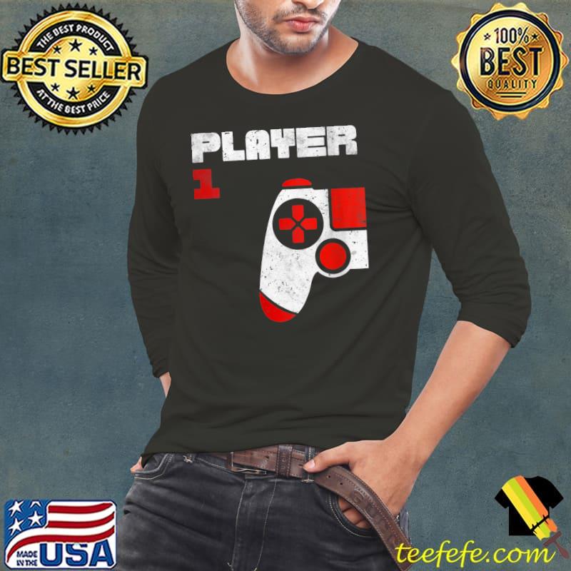 Player 1 Player 2 Gamer Partner Look Brothers Friends Father T-Shirt Long Sleeve Tee Player 1 Player 2 Gamer Partner Look Brothers Friends Father T-Shirt Long Sleeve Tee