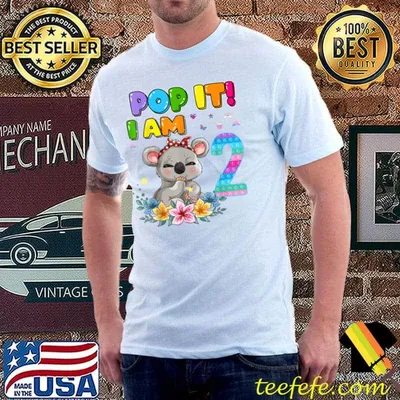 Pop It Fidget I’m 2 Years Old 2Nd Birthday Koala Flower Shirt