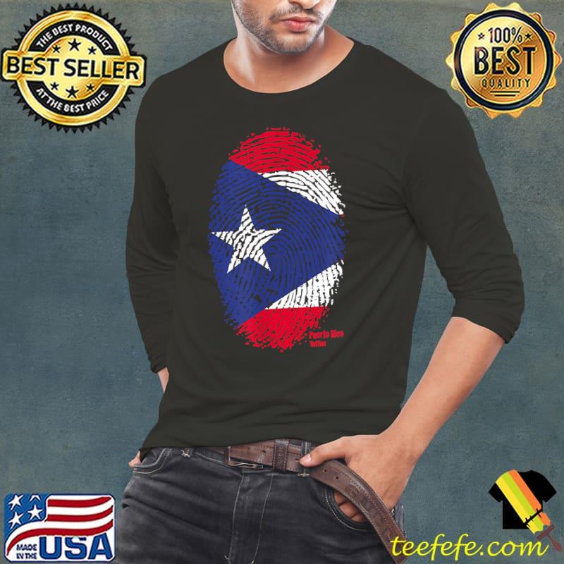 Puerto Rican Flag Thumbprint T-Shirt Long Sleeve Tee Puerto Rican Flag Thumbprint T-Shirt Long Sleeve Tee