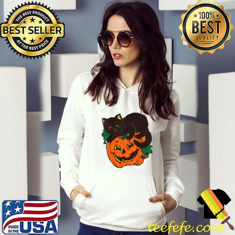 Pumpkin And Black Cat Halloween Vintage Costume T-Shirt Hoodie Pumpkin And Black Cat Halloween Vintage Costume T-Shirt Hoodie
