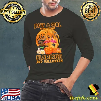 Pumpkins Just A Girl Who Loves Flamingo And Halloween Shirt