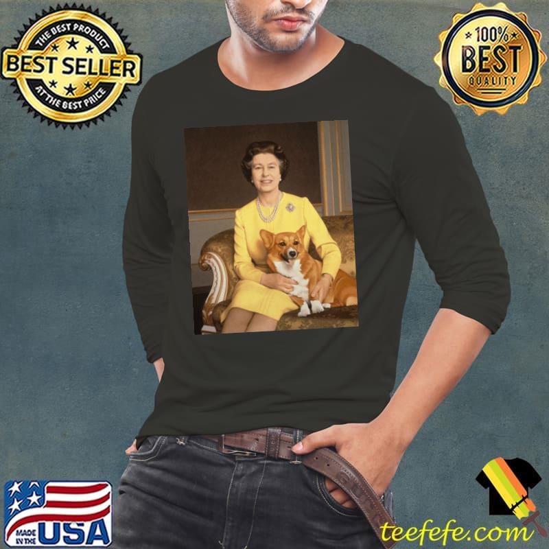 Queen Elizabeth II With Her Corgi Dog Shirt Long Sleeve Tee Queen Elizabeth II With Her Corgi Dog Shirt Long Sleeve Tee