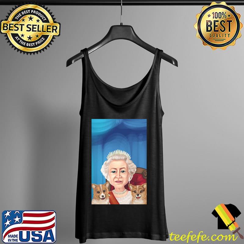Queen Elizabeth II With Her Corgi Dogs Art Shirt Tank Top Queen Elizabeth II With Her Corgi Dogs Art Shirt Tank Top
