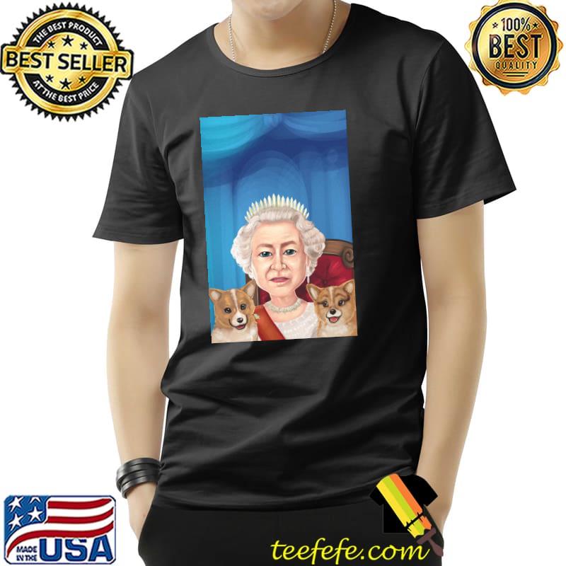 Queen Elizabeth II With Her Corgi Dogs Art Shirt Unisex Queen Elizabeth II With Her Corgi Dogs Art Shirt Unisex