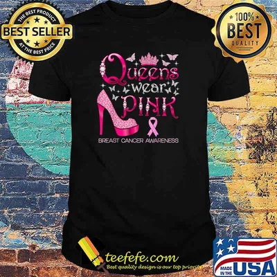 Queens Wear Pink Breast Cancer Awareness PInk Ribbon T-Shirt