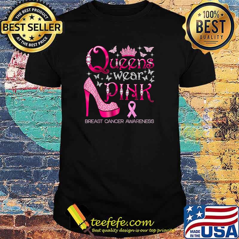 Queens Wear Pink Breast Cancer Awareness PInk Ribbon T-Shirt