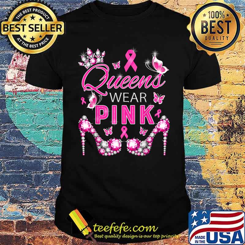 Queens wear pink breast cancer awareness ribbon support girl T-Shirt
