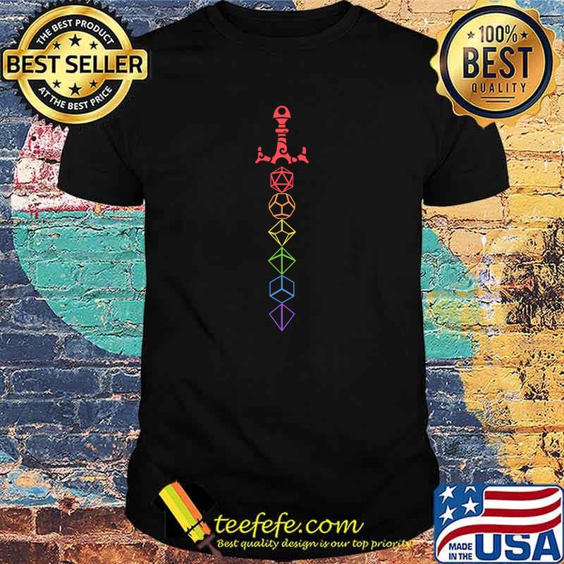 Rainbow Dice Sword Tabletop RPG Gaming Essential T-Shirt