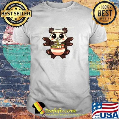 Ramen Noodles Panda Kawaii Anime Vitruvian Ramen Panda T-shirt