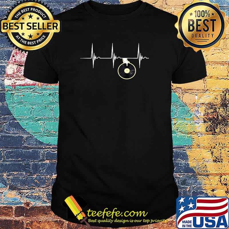 Record Player Heartbeat EKG Pulse Retro Vintage Turntable T-Shirt