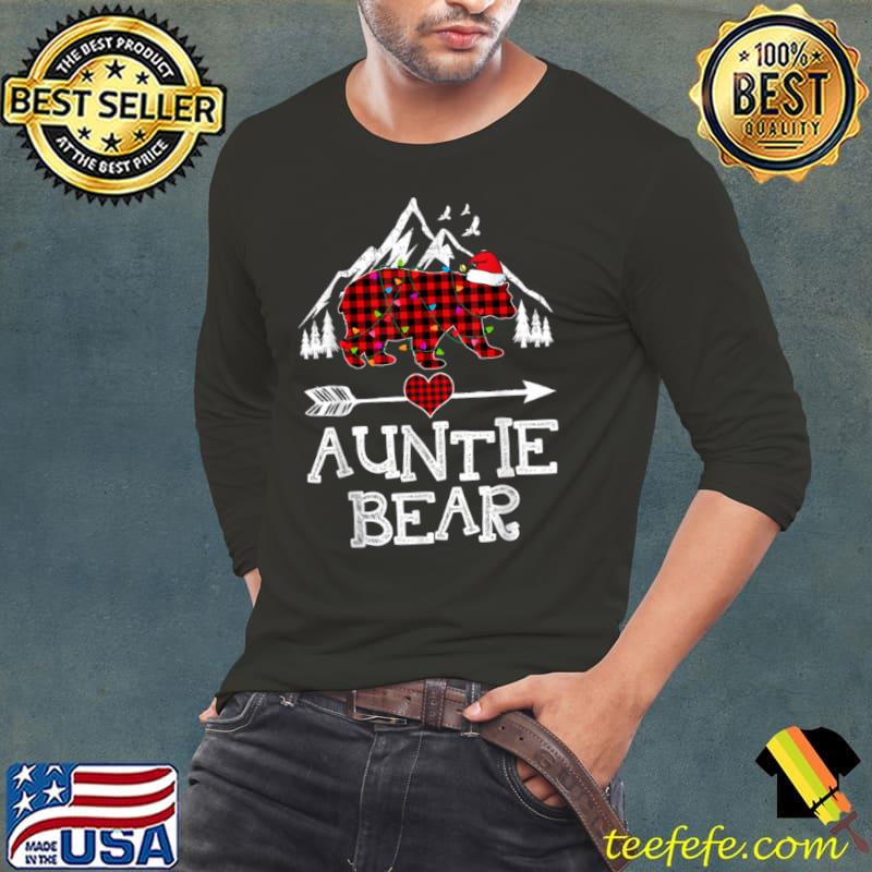 Red Plaid Auntie Bear Buffalo Matching Family Pajama T Shirt Long Sleeve Tee Red Plaid Auntie Bear Buffalo Matching Family Pajama T Shirt Long Sleeve Tee