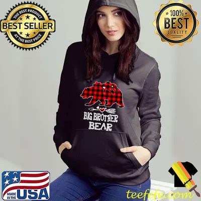 Red Plaid Big Brother Bear Two Cubs Matching Pajama Family T Shirt