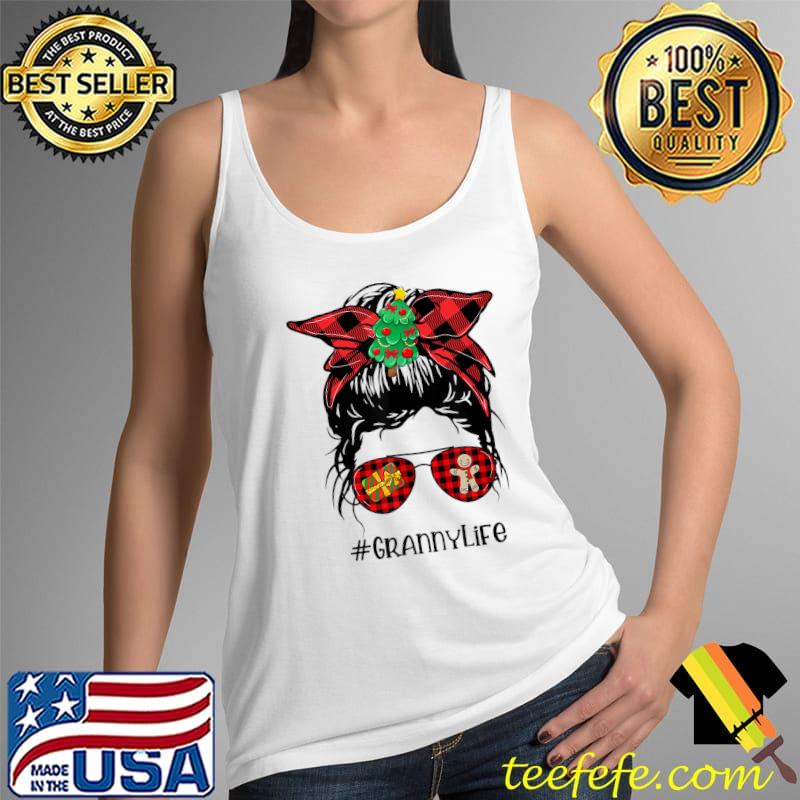 Red Plaid Granny Life Messy Bun Christmas Tree Xmas Pajama T-Shirt Tank Top Red Plaid Granny Life Messy Bun Christmas Tree Xmas Pajama T-Shirt Tank Top