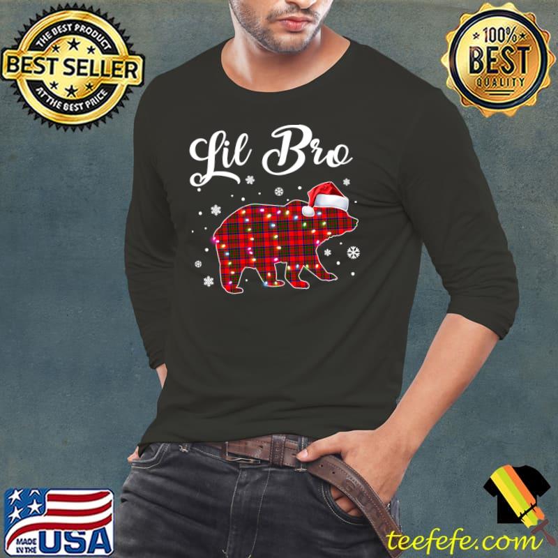 Red Plaid Lil Bro Bear Matching Buffalo Pajama T-Shirt Long Sleeve Tee Red Plaid Lil Bro Bear Matching Buffalo Pajama T-Shirt Long Sleeve Tee