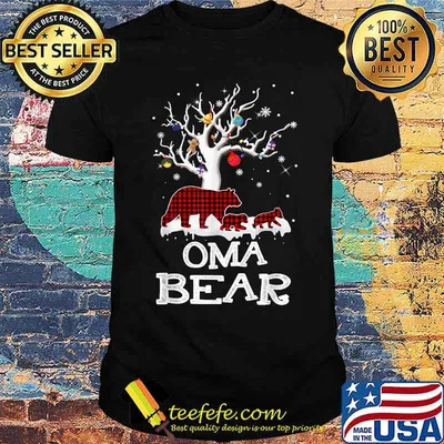 Red Plaid Oma Bear Shirt Matching Pajama Family T-Shirt