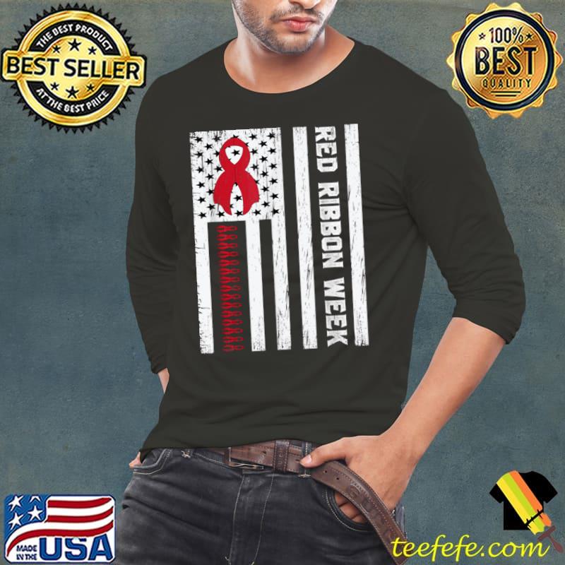 Red Ribbon Week American Flag Vintage Distressed 2021 T Shirt Long Sleeve Tee Red Ribbon Week American Flag Vintage Distressed 2021 T Shirt Long Sleeve Tee